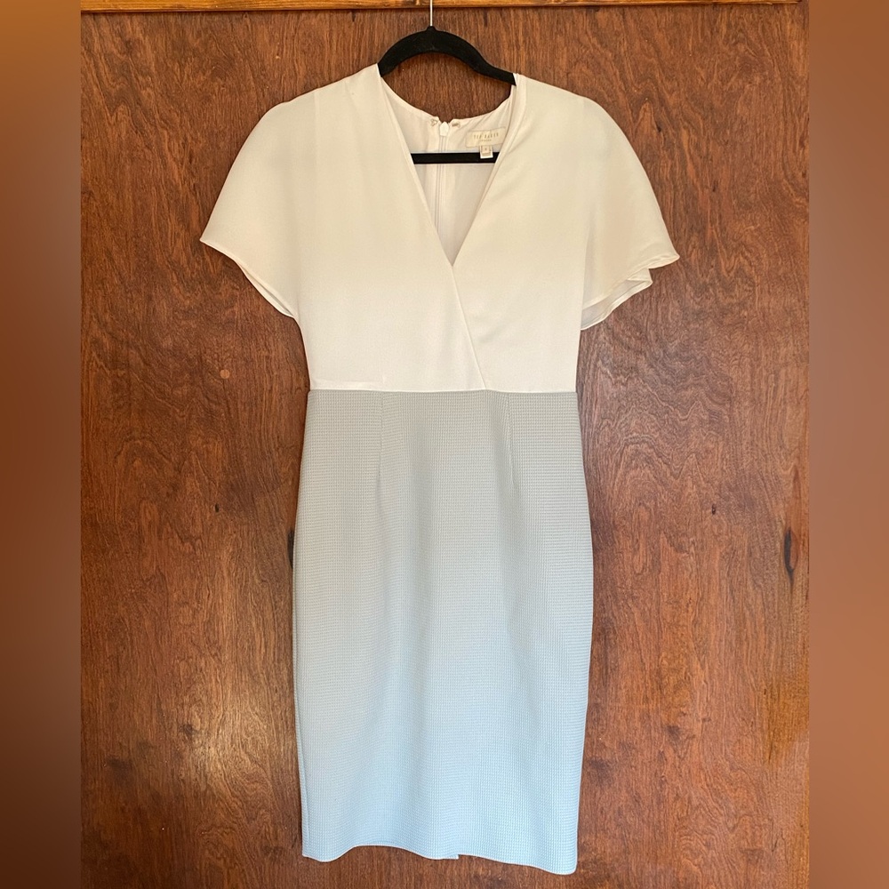 Ted Baker Working Title Reemadd Color-Block Dress In Mid Gray
